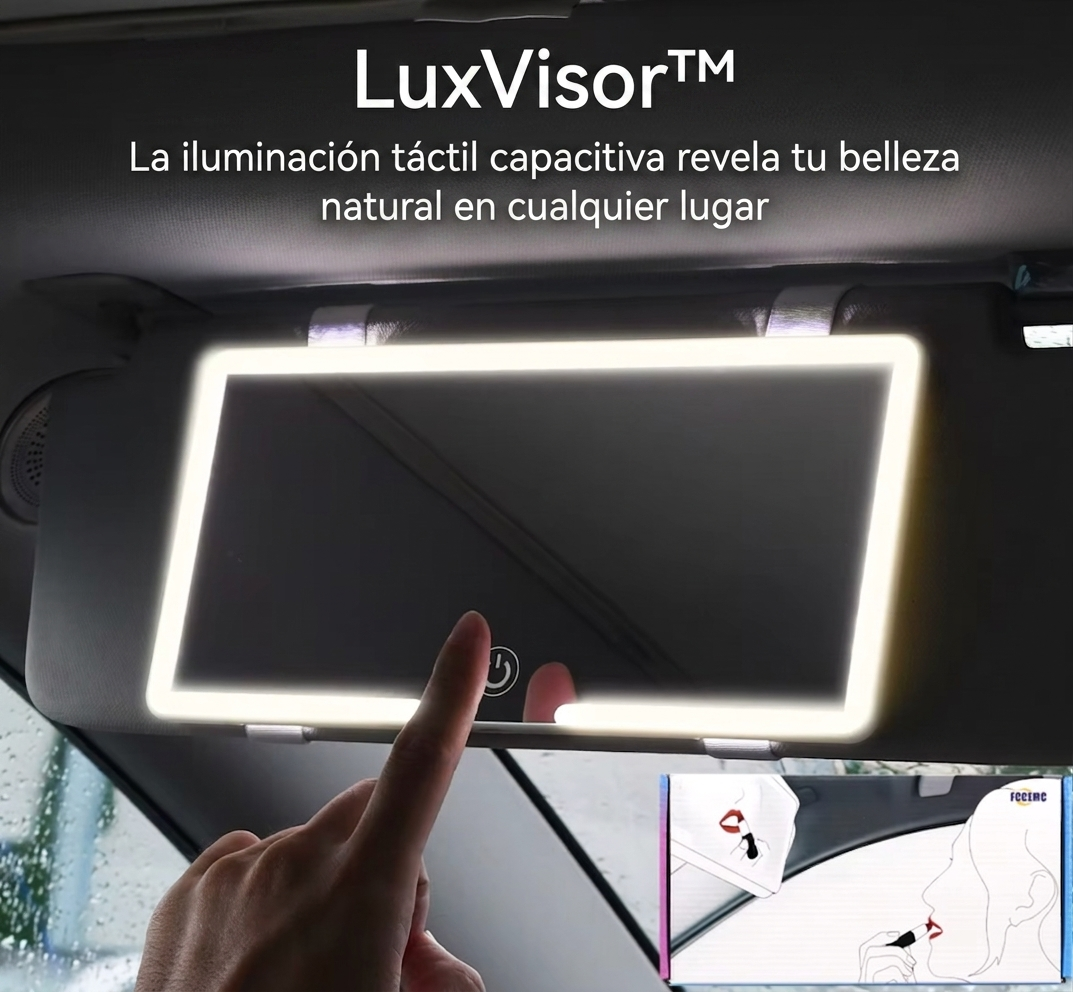 LuxVisor™ - Espejo de Maquillaje LED para Coche Recargable
